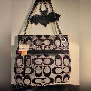 Nwt Coach Poppy Metallic Signature Slim Tote